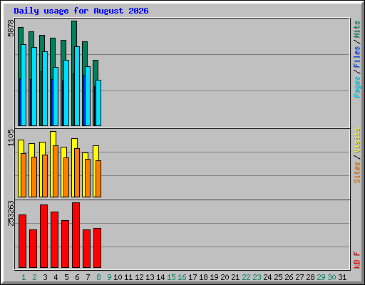 Daily usage for August 2026